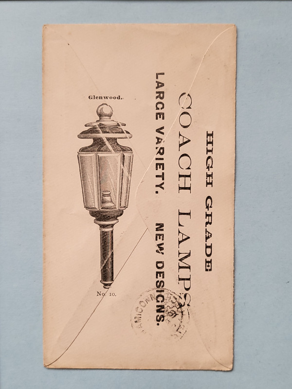 postal history advertising 19thC High Grade Coach Lamps cover New Haven.,Conn.