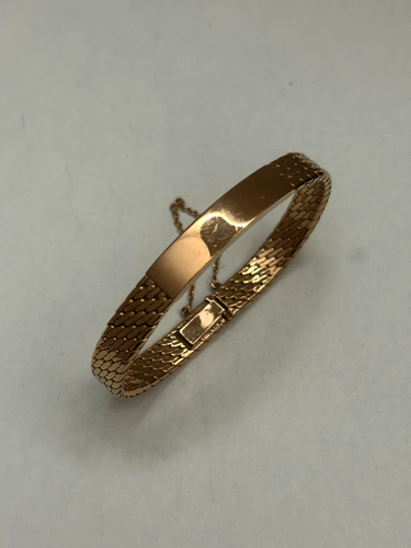 Ancien Bracelet gourmette souple maille anglaise plaqué or bijou vintage 2377