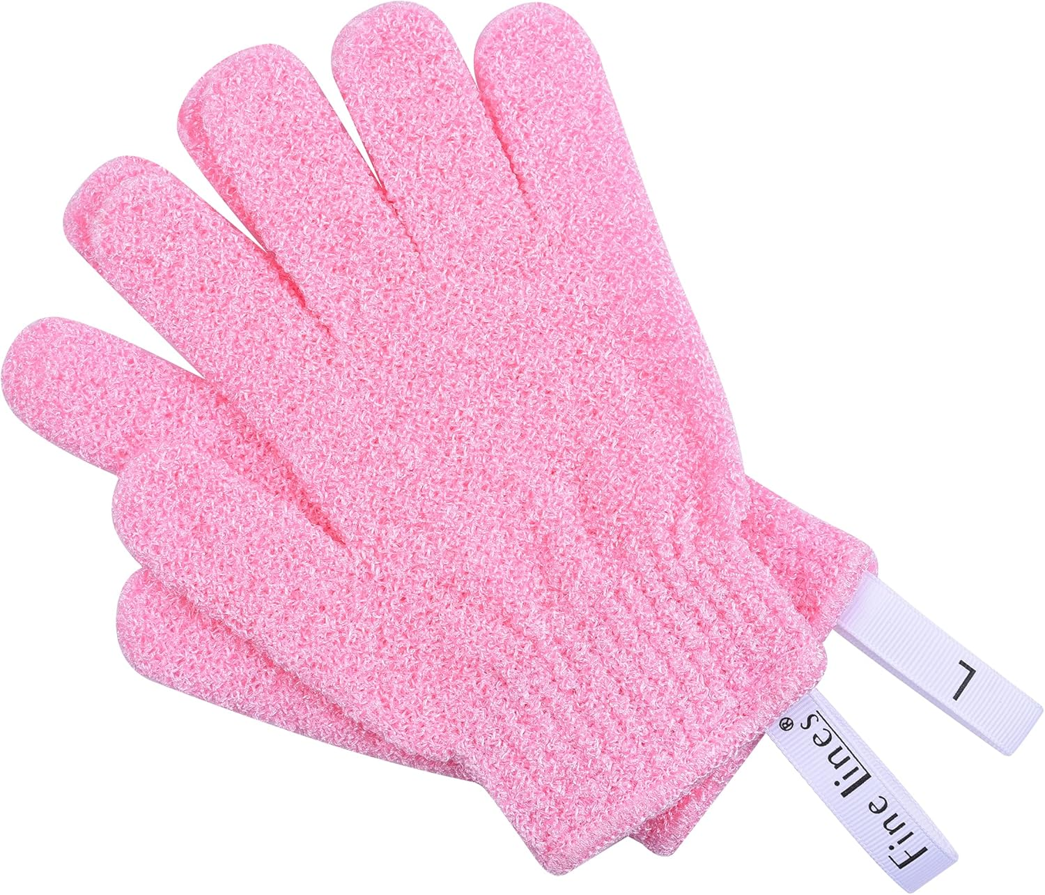 Fine Lines - Exfoliating Shower Gloves, Pink | Exfoliating Glove for Bath Scrub,