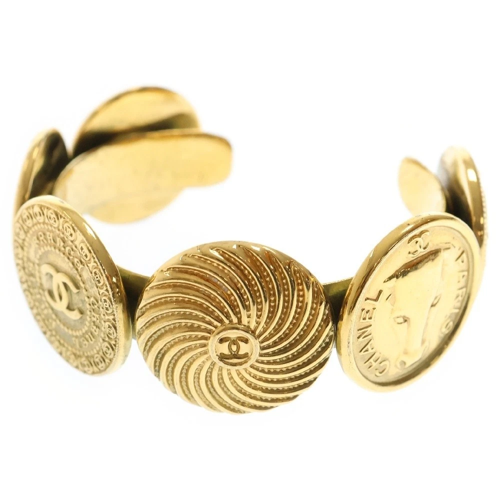 Chanel Coco Coin Bracciale GP Oro 93A Gioielli Vintage US7 25 cm