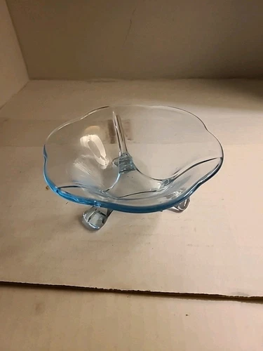 Fostoria Fairfax 1928's Blue Depression Glass  Light Blue Three Footed Bowl