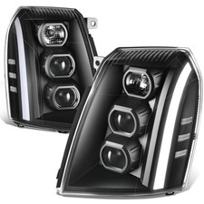 Fit 07-13 Cadillac Escalade ESV EXT Projector Switchback Headlights Black/Clear
