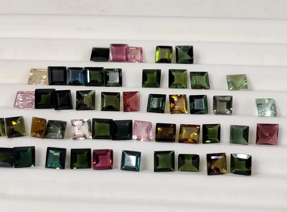 Natural Multi Color Tourmaline 5 mm Square Cut Loose Gemstone 50 Piece 28.75 Crt - Image 2 of 4