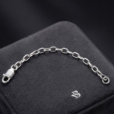 Solid Sterling Silver Chain Extender 2.4mm Oval Cable Bracelet Necklace 1" - 10"