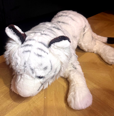 Keel Toys großer realistischer weicher weicher Plüschtiger WEISSER KATZENSPIELZEUG 28 ZOLL BENGAL SIBIRISCH