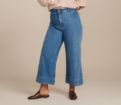 Apiece Apart Merinda Denim Pants Jeans Wide Leg High Waisted Blue XXL NEW 261932