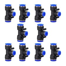 Metaland 1/4" OD Push to Connect Tee Fitting 3 Way 6mm or 1/4“ Tube OD, Black 