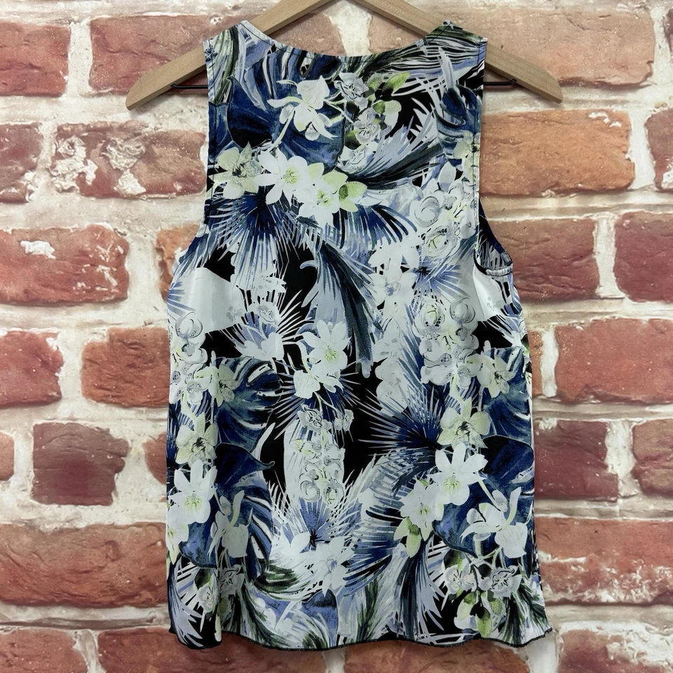 Kensie Top Camisa Mujer Pequeña Multicolor Tropical Floral Abstracto Popover Tank Foto 4 de 4