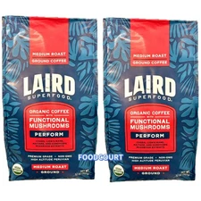 2 Packs Laird Superfood Medium Roast Ground Organic Coffee 32 OZ EACH 4 LB Total