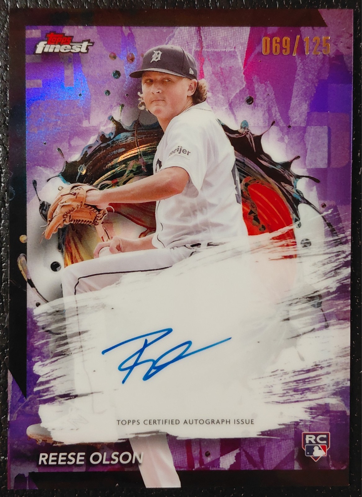 2024 Topps Finest Reese Olson RC Rookie #FA-RO Purple Refractor Auto /125