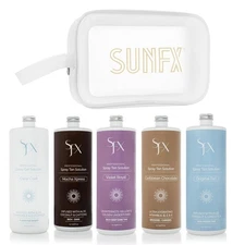 SunFX Spray Tan Blend Pack Sampler Set of Five 4oz Bottles BRAND NEW SEALED!