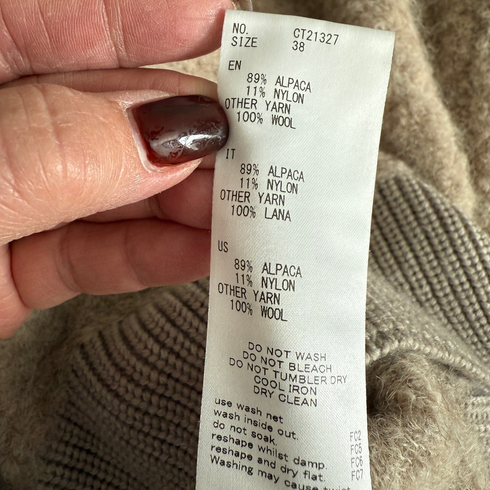 Women's C.T. Plage Light Brown Pullover Wool Blend Fuzzy Sweater Size 38 US 6-8