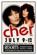 CONCERT POSTER CHER  1979  Resorts Casino Hotel Atlantic City NJ GIG POSTER