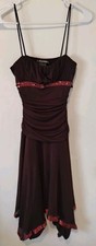 City Triangles Brown spaghetti strap dress/w handkerchief hem  Copper Sequins/Sm