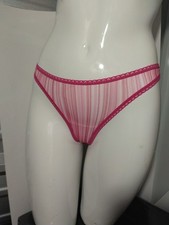 PINK Pink Sheer Mesh Striped Thong panties, XS, Vintage Y2K Victoria's Secret