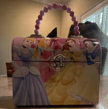 Princess Disney Princesses Pink Metal Handbag Purse Carry Case Beaded Handle