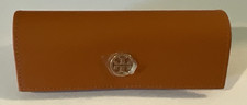 Tory Burch Eyeglasses Case Only Faux Leather Textured Orange Soft Mini NWNT