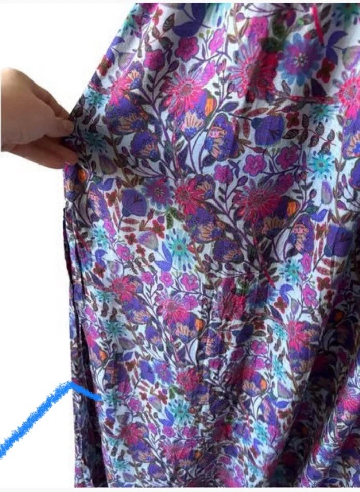 Maxi Vestido NATURAL LIFE Tricia Azul/Púrpura Floral Talla XL (Descontinuado) Nuevo Foto 3 de 4