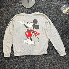 Disney Mickey Mouse Graphic Crewneck Sweatshirt Gray Size L Retro Cozy