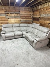 Light grey powered corner reclining sofa with usb charging points