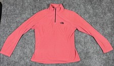 North Face Sweater Women s Size Small Pink Quarter Zip Fleece Logo Sweatshirt