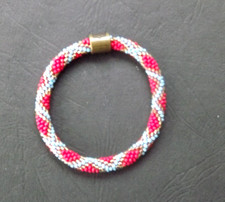 Ravissant bracelet Sherpa Mayalu népalais "roll on" perles de verre couleur - Très bon état