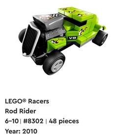 LEGO Racers Tiny Turbos Set: ROD RACER ~ 8302 ~ Retired 2011 ~ 100% Complete