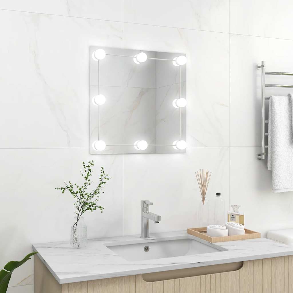 Specchio Bagno LED Quadrato Vetro: Montaggio Facile, Massima Resa