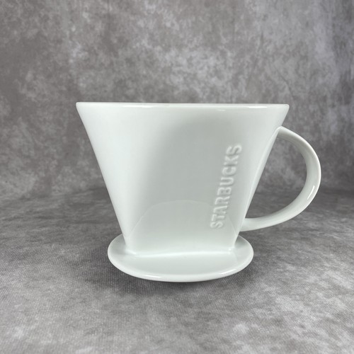 Starbucks Pour-Over Drip Filter #4 Coffee Maker White Ceramic Cone Brewer - Picture 2 of 5