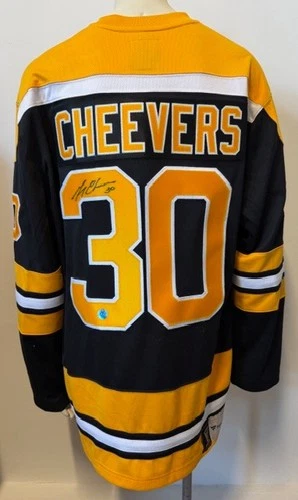 Gerry Cheevers Signed Boston Bruins Hockey Jersey AJ Holo NHL HOF Goalie