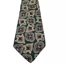 Polo Ralph Lauren Mens Silk Tie Handcrafted Green Paisley Print Made in USA 55"