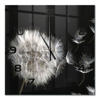 Quadratische Glasuhr Aus GehäRtetem Glas LöWenzahn Schwarze Zeiger 60X60 Cm