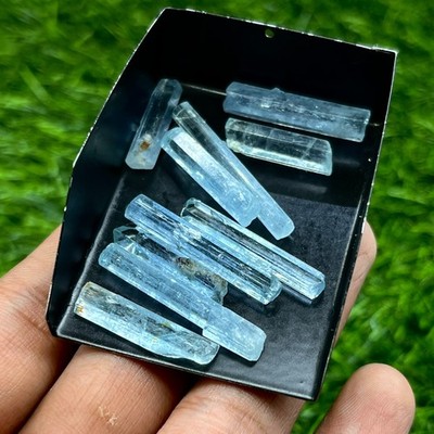 Natural Aquamarine Pencil Rough Lot 53 Ct | 10 Blue Beryl Crystals
