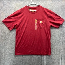 Carhartt Shirt Mens Large Red Crewneck Original Regular Cotton Logo Pocket NEW