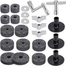 23 Piece Cymbal Accessory Set with Felts Washers Clutch Nuts for Drum Sets Gray