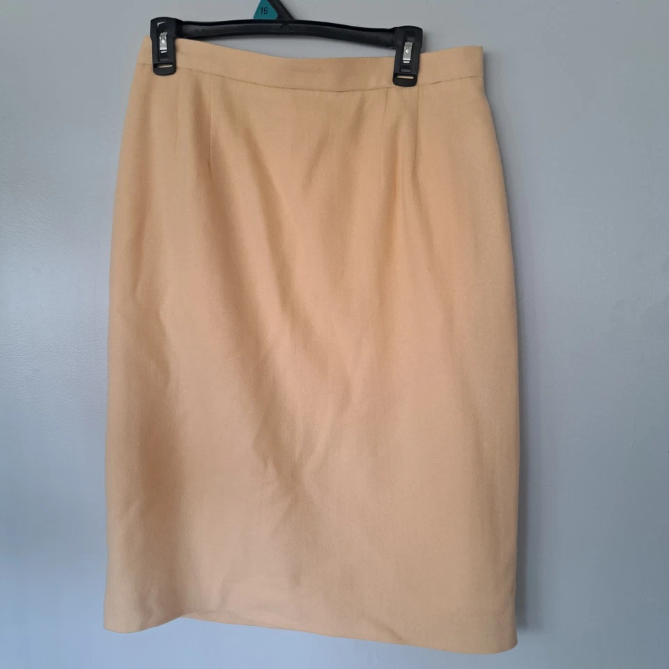 Saia lápis Worthington vintage amarela creme 100% lã totalmente forrada feminina 16