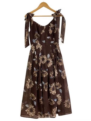 Her lip to Sleeveless Dress, Size M, Polyester, BRW, Floral Pattern, 1222305084