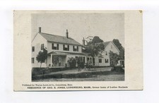 Lunenburg MA driver, horse, buggy, house, 42 Main Street, 1908 postcard