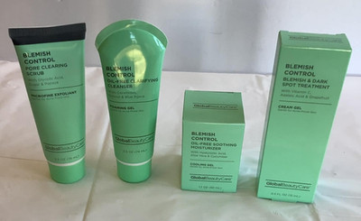 Global Beauty Blemish Control 4 Pc Set, Cleanser, Scrub, Moisturizer, Dark Spot