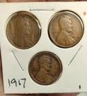 1917 P ,D, & S Lincoln Wheat Cent Set -Good/Very Good Condition