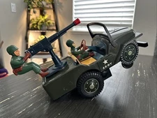 VTG Battery Operated Desert Patrol Army Jeep Tin Toy MT Modern Toys Japan
