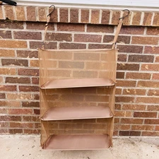 Portable Hanging Travel Shelves Bag  Organizer Carry-On Closet - Tan 18”x12”x24”