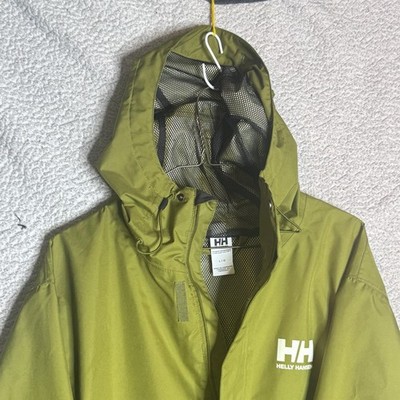 Helly HANSEN Seven J Jacket Men's Large Hooded Mesh Lined Zip Papaya Green