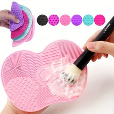 Apple Silicone Brush Cleaning Pad with Suction Cup, Portable Makeup Tool