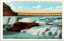 Falls Of The Missouri Great Falls Montana Main Power Plant MT Unposted Postcard