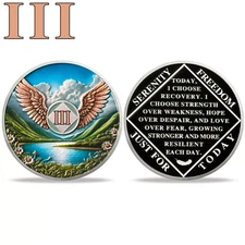 NA 3 Year Flying Wings Medallion Narcotics Anonymous Silver Medallion Men's Gift