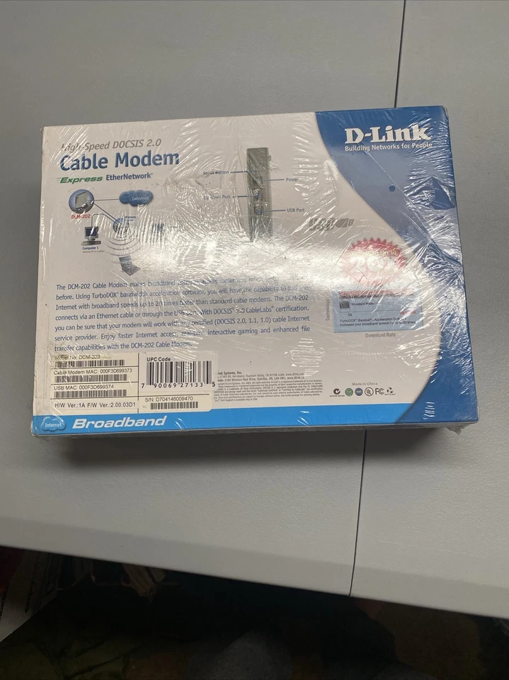 D-Link DCM-202 High-Speed DOCSIS 2.0 USB and Ethernet Connectivity Cable Modem - Image 4 of 4