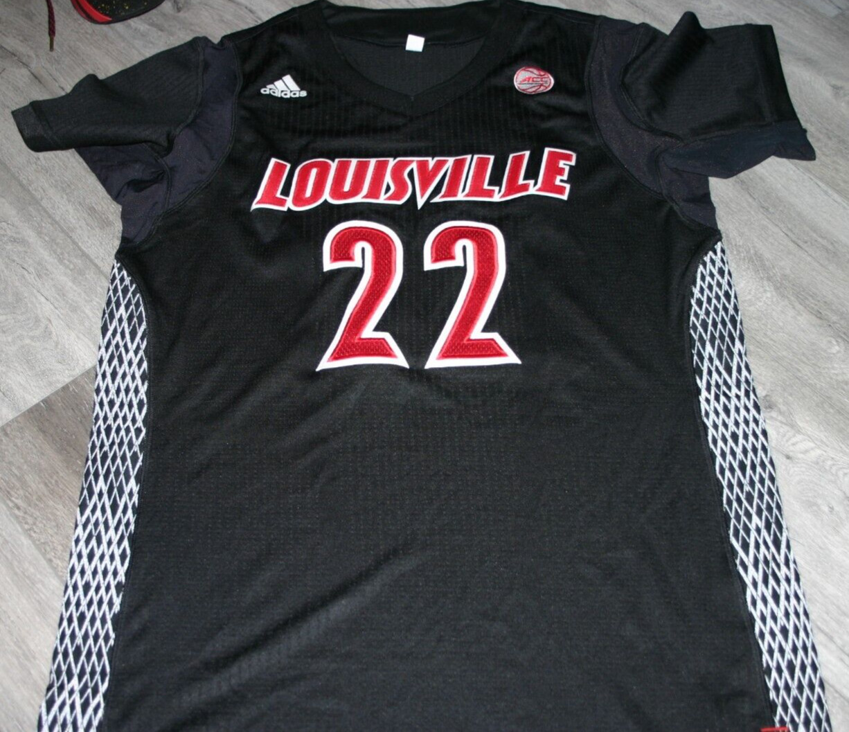 Louisville Cardinals Adidas Basketball Game Used Deng Adel Black Ice Jersey 2XL