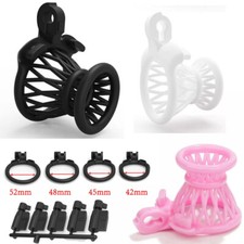 Resin Male Chastity Device Inverted Cage for Men Locking Belt with 4 Rings NEW