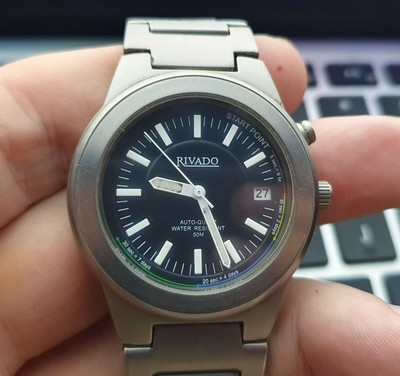 Rivado Auto-Quartz 50M WR All Titanium Black 36mm Men's Wrist Watch Uhr Montre